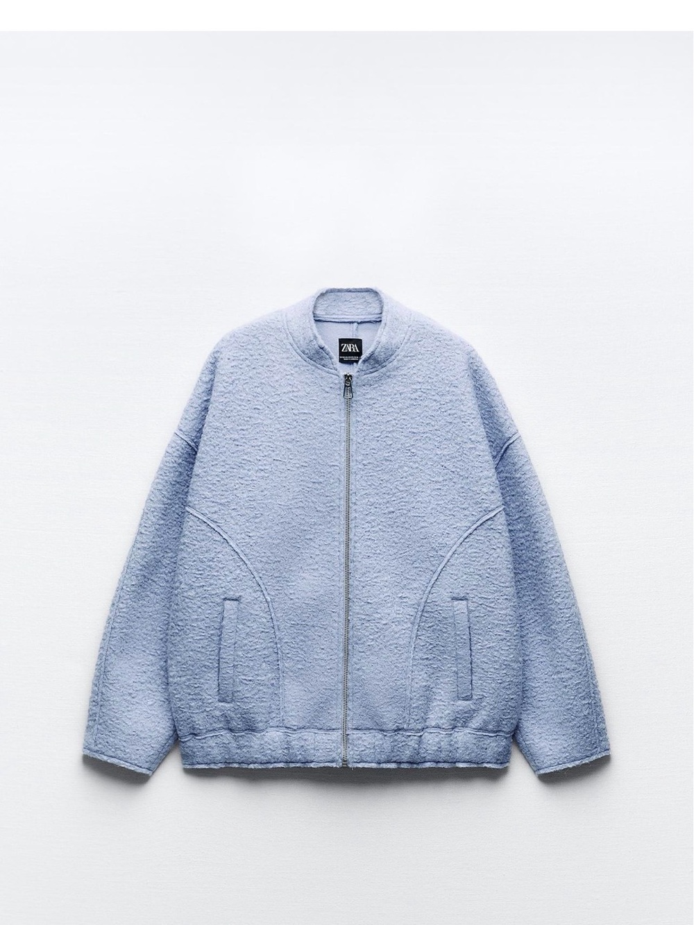 Zara Pale Blue Sherpa Bomber Jacket